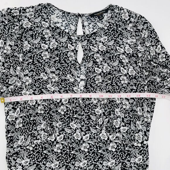 Banana Republic Womens Dress Size 4 Tall Black Floral Keyhole Long Sleeve Mini - Picture 8 of 11